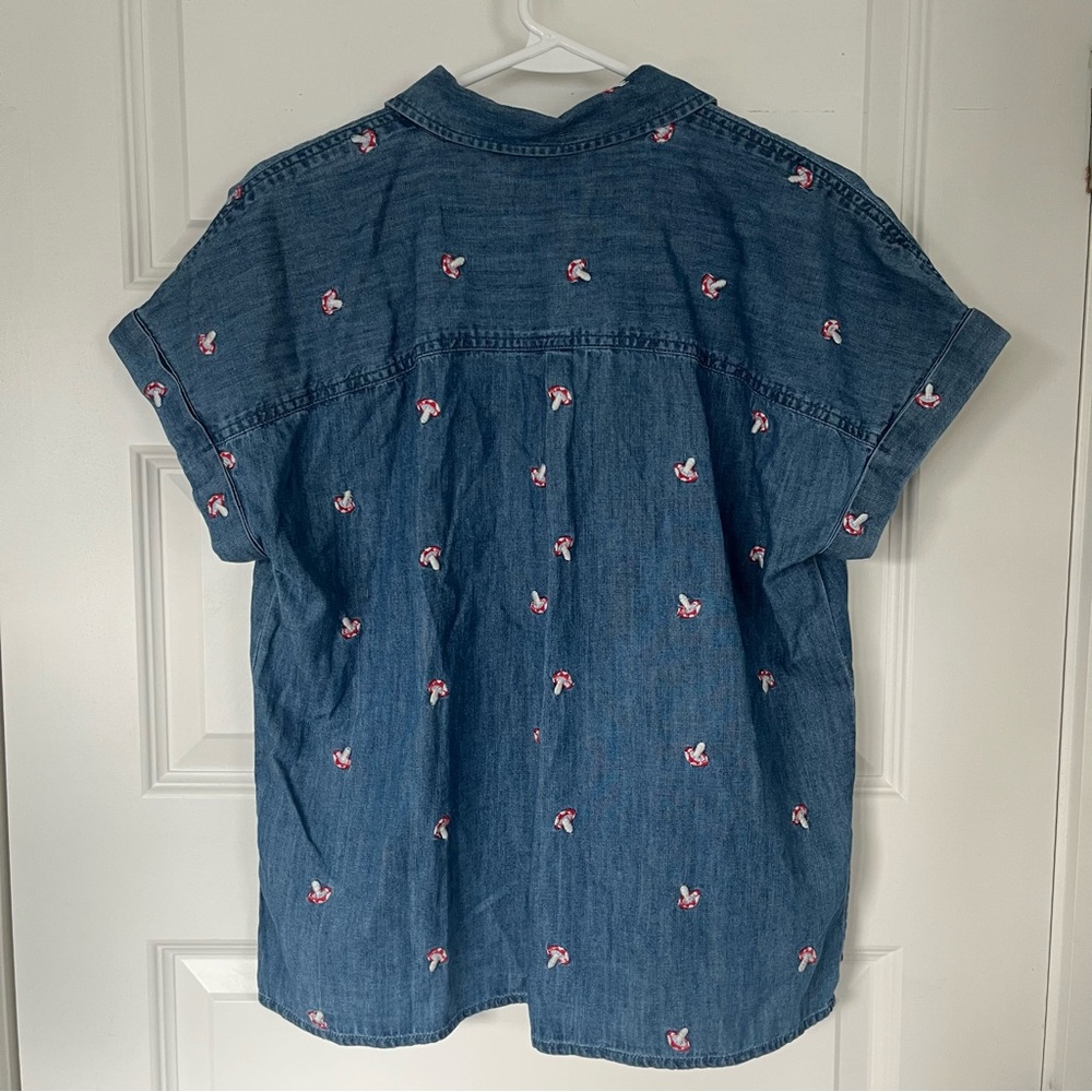 Style & Co Denim Mushroom Button Up Shirt - Picture 3 of 4